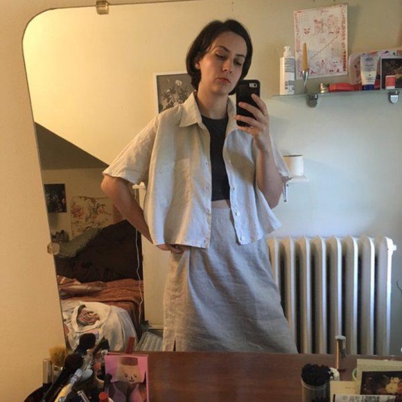 Linen High Waisted Skirt - Picture 4 of 4